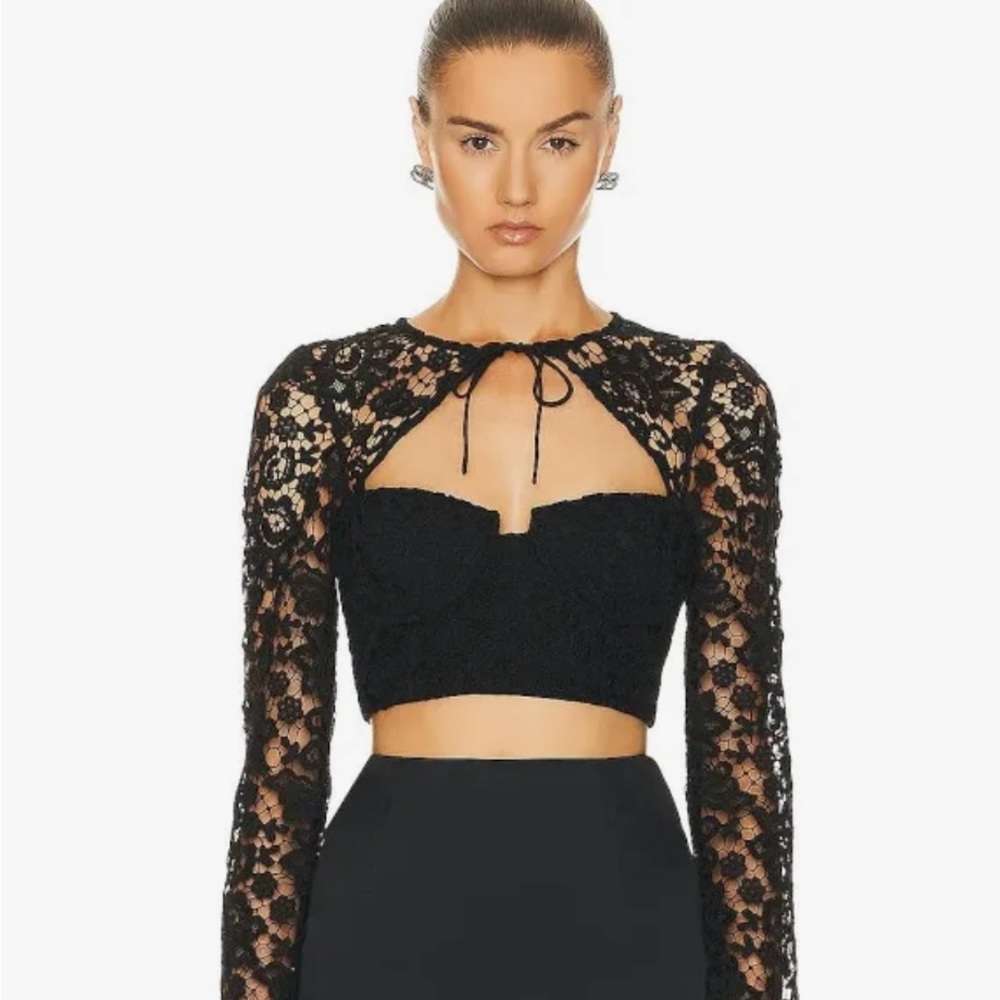 Self portrait tie neck crop